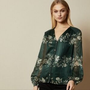 🖤 TED BAKER DARK GREEN FLORAL BLOUSE